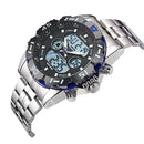 STRYVE S8011 Chronograph Alarm Calendar Stainless Steel Sport Dual Display Digital Watch