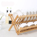 Foldable Bamboo Dish Drying Rack Plate Bowl Drainer Kitchen Storage Rack Organizer Holder 16 Grids