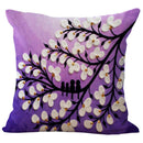 3D Oil Painting Tree Flower Cushion Cover Throw Pillow Case Purple