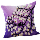 3D Oil Painting Tree Flower Cushion Cover Throw Pillow Case Purple