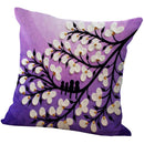 3D Oil Painting Tree Flower Cushion Cover Throw Pillow Case Purple