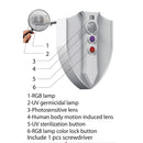 Upgraded Colorful Bathroom Automatic Lamp LED Toilet Night Light with Motion Sensor Activated & UV Sterilization