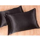 Soft Comfortable Shrink Resistant Solid Color Satin Silk Bedding Duvet Cover+Flat Sheet+Pack of 2PCS Pillow Case FOR 5ft Bed Black