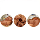 Soft Comfortable Shrink Resistant Solid Color Satin Silk Bedding Duvet Cover+Flat Sheet+Pack of 2PCS Pillow Case FOR 5ft Bed Coffee