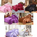 Soft Comfortable Shrink Resistant Solid Color Satin Silk Bedding Duvet Cover+Flat Sheet+Pack of 2PCS Pillow Case FOR 6ft Bed Pink