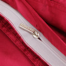 Soft Comfortable Shrink Resistant Solid Color Satin Silk Bedding Duvet Cover+Flat Sheet+Pack of 2PCS Pillow Case FOR 6.6ft Bed Red