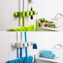 Multipurpose Bathroom Toilet Space ABS Plastic Suction Cup Mop Broom Rack Bracket Shelves Holder Hanging Organize Random Color Delivery