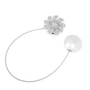 Sparkling Flower Design Magnetic Curtain Tieback Buckle Drape Holdback Clip Holder with 38cm Steel Wire, Silver