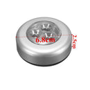 Mini Round Adhesive Push/Tap LED Night Light Under Cupboard Cabinet Closet Lamp Battery Powered, 6.8x2.5cm