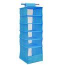 Dustpoof 6 Shelves Oxford Cloth Hanging Closet Organizer Clothes Makeup Cosmetic Storage Holder Collapsible Divider Blue