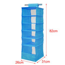 Dustpoof 6 Shelves Oxford Cloth Hanging Closet Organizer Clothes Makeup Cosmetic Storage Holder Collapsible Divider Blue