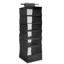 Dustpoof 6 Shelves Oxford Cloth Hanging Closet Organizer Clothes Makeup Cosmetic Storage Holder Collapsible Divider Black