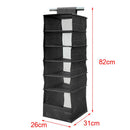 Dustpoof 6 Shelves Oxford Cloth Hanging Closet Organizer Clothes Makeup Cosmetic Storage Holder Collapsible Divider Black