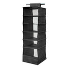 Dustpoof 6 Shelves Oxford Cloth Hanging Closet Organizer Clothes Makeup Cosmetic Storage Holder Collapsible Divider Black