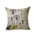 43*43 CM Soft Taraxacum Linen Dark Green Painted Dandelion Charms Pillowcase for Home Bedroom Living Room Office Restaurant Decor