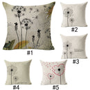 43*43 CM Soft Taraxacum Linen Dark Green Painted Dandelion Charms Pillowcase for Home Bedroom Living Room Office Restaurant Decor