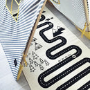 Linen Floor Carpet Baby Indoor Gym Game Play Mats Playmat Crawling Pad Children Room Blanket ( Car Track Puzzle Pattern )