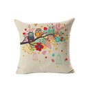 Home Bedroom Sofa Decor Throw Cushion Pillow Case Owl Pattern Pillow Cover Cushion Cover Linen Pillowcase White