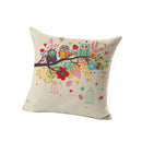Home Bedroom Sofa Decor Throw Cushion Pillow Case Owl Pattern Pillow Cover Cushion Cover Linen Pillowcase White
