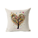 Home Bedroom Sofa Decor Throw Square Cushion Pillow Case Heart Shaped Tree Design Pillow Cover Cushion Cover Linen Pillowcase