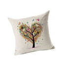 Home Bedroom Sofa Decor Throw Square Cushion Pillow Case Heart Shaped Tree Design Pillow Cover Cushion Cover Linen Pillowcase