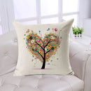 Home Bedroom Sofa Decor Throw Square Cushion Pillow Case Heart Shaped Tree Design Pillow Cover Cushion Cover Linen Pillowcase