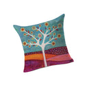 Home Bedroom Sofa Decor Throw Square Cushion Pillow Case White Tree with Flowers Design Car Pillow Cushion Cover Linen Pillowcase