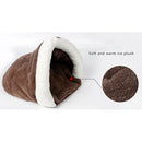 Pet Cat Dog Rest Sleep Bed Soft Warm Sleeping Bag Cave House Mat Pad Removable Cushion Bag Pet Supplies Army Green L