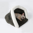 Pet Cat Dog Rest Sleep Bed Soft Warm Sleeping Bag Cave House Mat Pad Removable Cushion Bag Pet Supplies Army Green L