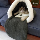 Pet Cat Dog Rest Sleep Bed Soft Warm Sleeping Bag Cave House Mat Pad Removable Cushion Bag Pet Supplies Army Green L