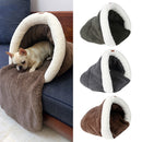 Pet Cat Dog Rest Sleep Bed Soft Warm Sleeping Bag Cave House Mat Pad Removable Cushion Bag Pet Supplies Army Green L