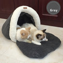 Pet Cat Dog Rest Sleep Bed Soft Warm Sleeping Bag Cave House Mat Pad Removable Cushion Bag Pet Supplies Dark Grey L