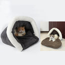 Pet Cat Dog Rest Sleep Bed Soft Warm Sleeping Bag Cave House Mat Pad Removable Cushion Bag Pet Supplies Dark Grey L