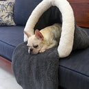 Pet Cat Dog Rest Sleep Bed Soft Warm Sleeping Bag Cave House Mat Pad Removable Cushion Bag Pet Supplies Dark Grey L