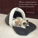 Pet Cat Dog Rest Sleep Bed Soft Warm Sleeping Bag Cave House Mat Pad Removable Cushion Bag Pet Supplies Dark Grey L