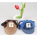 Dog Pet Puppy Head Eyes Heat Protection Canvas Cap Breathable Baseball Sports Hat With Ear Holes Coffee S