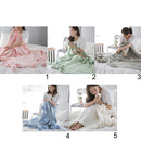 Creative Fuzzy Ball Design Soft Knitted Air Conditioning Baby Sleeping Cotton Double Faced Cotton Blanket Grey
