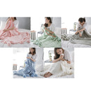 Creative Fuzzy Ball Design Soft Knitted Air Conditioning Baby Sleeping Cotton Double Faced Cotton Blanket Grey