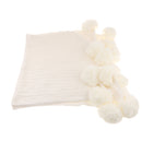 Creative Fuzzy Ball Design Soft Knitted Air Conditioning Baby Sleeping Cotton Double Faced Cotton Blanket White