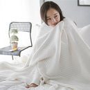 Creative Fuzzy Ball Design Soft Knitted Air Conditioning Baby Sleeping Cotton Double Faced Cotton Blanket White