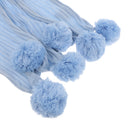 Creative Fuzzy Ball Design Soft Knitted Air Conditioning Baby Sleeping Cotton Double Faced Cotton Blanket Blue