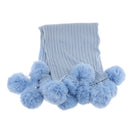 Creative Fuzzy Ball Design Soft Knitted Air Conditioning Baby Sleeping Cotton Double Faced Cotton Blanket Blue