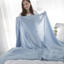 Creative Fuzzy Ball Design Soft Knitted Air Conditioning Baby Sleeping Cotton Double Faced Cotton Blanket Blue