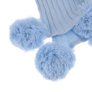 Creative Fuzzy Ball Design Soft Knitted Air Conditioning Baby Sleeping Cotton Double Faced Cotton Blanket Blue