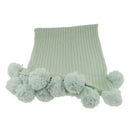 Creative Fuzzy Ball Design Soft Knitted Air Conditioning Baby Sleeping Cotton Double Faced Cotton Blanket Green