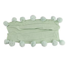 Creative Fuzzy Ball Design Soft Knitted Air Conditioning Baby Sleeping Cotton Double Faced Cotton Blanket Green