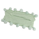 Creative Fuzzy Ball Design Soft Knitted Air Conditioning Baby Sleeping Cotton Double Faced Cotton Blanket Green
