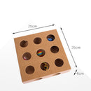 Square Pet Cat Interactive Catnip Toys Wood Box with Balls Inside 25cmx25cmx6cm