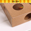 Square Pet Cat Interactive Catnip Toys Wood Box with Balls Inside 25cmx25cmx6cm