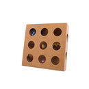 Square Pet Cat Interactive Catnip Toys Wood Box with Balls Inside 25cmx25cmx6cm